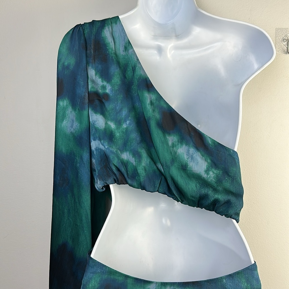 Free People Arianna One Shoulder Mini Dress Size 8 Tie Dye Cutout Sexy Party - Picture 10 of 16